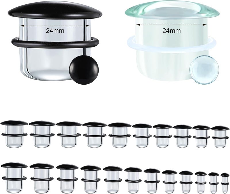 AccGin Store Glass Ear Stretching Kit Single Flare Plugs & Rubber Rings Unique 1mm Increments 3mm-25mm Gradual Sizing Smooth Glass Gauges for Daily Wear Earring Expander Stretcher Piercing Body Jewelry 4Pcs - Image 2